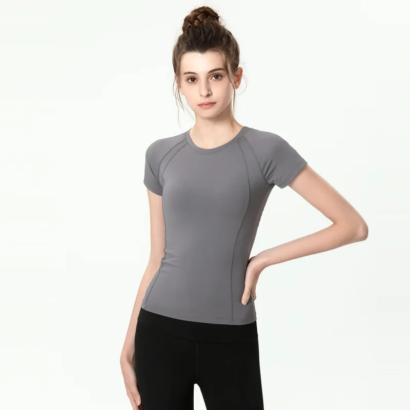 Round Neck Breathable Elastic Sport Yoga T-shirt Women Quick Dry Fitness Tight Slim Training Running Summer Short-sleeved Shirts 
Round Neck Breathable Elastic Sport Yoga T-shirt Women Quick Dry Fitness Tight Slim Training Running Summer Short-sleeved Shirts
