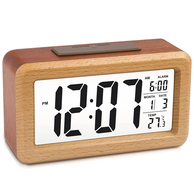Wooden Large LED Digital Alarm Clock Smart Sensor Night Light with Snooze Date Temperature 12/24Hr Switchable
Wooden Large LED Digital Alarm Clock Smart Sensor Night Light with Snooze Date Temperature 12/24Hr Switchable
