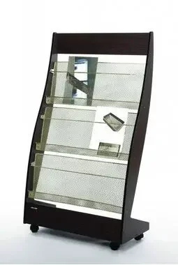 

A wooden magazine rack. Newspaper rack. Office book rack. Propaganda frame display.