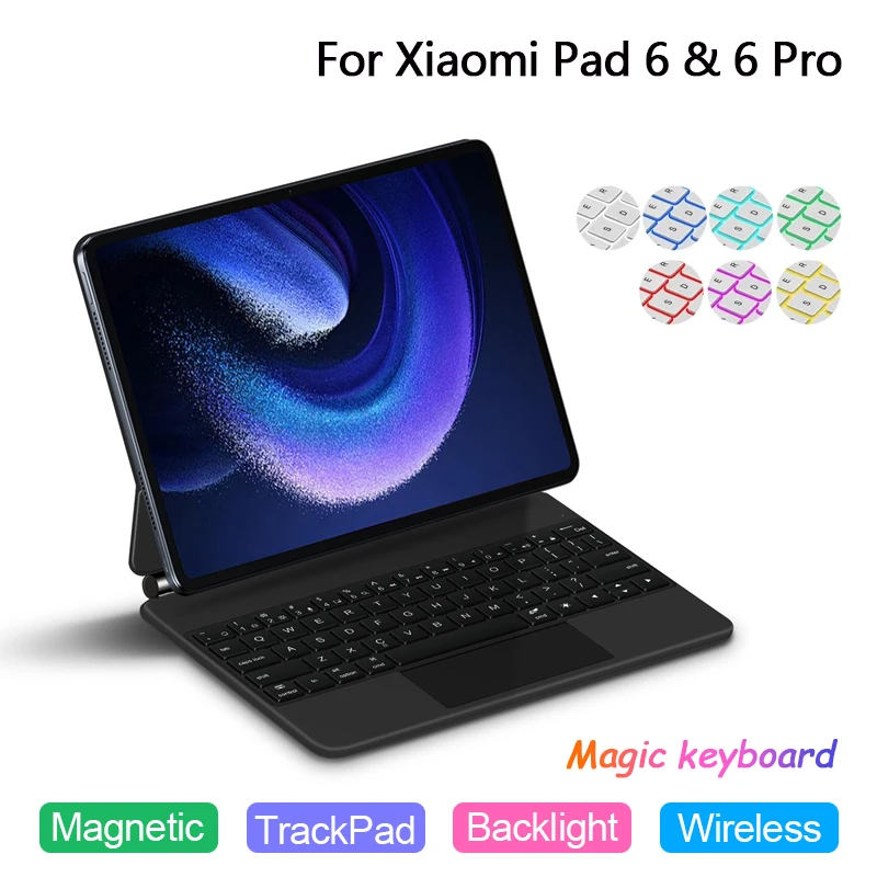 

Case For XiaoMi Pad 6 Pro 11" 2023 Mi Pad 6 Mipad 6 Trackpad Backlit Keyboard Floating Magnetic Stand Cover Folio Magic Teclado