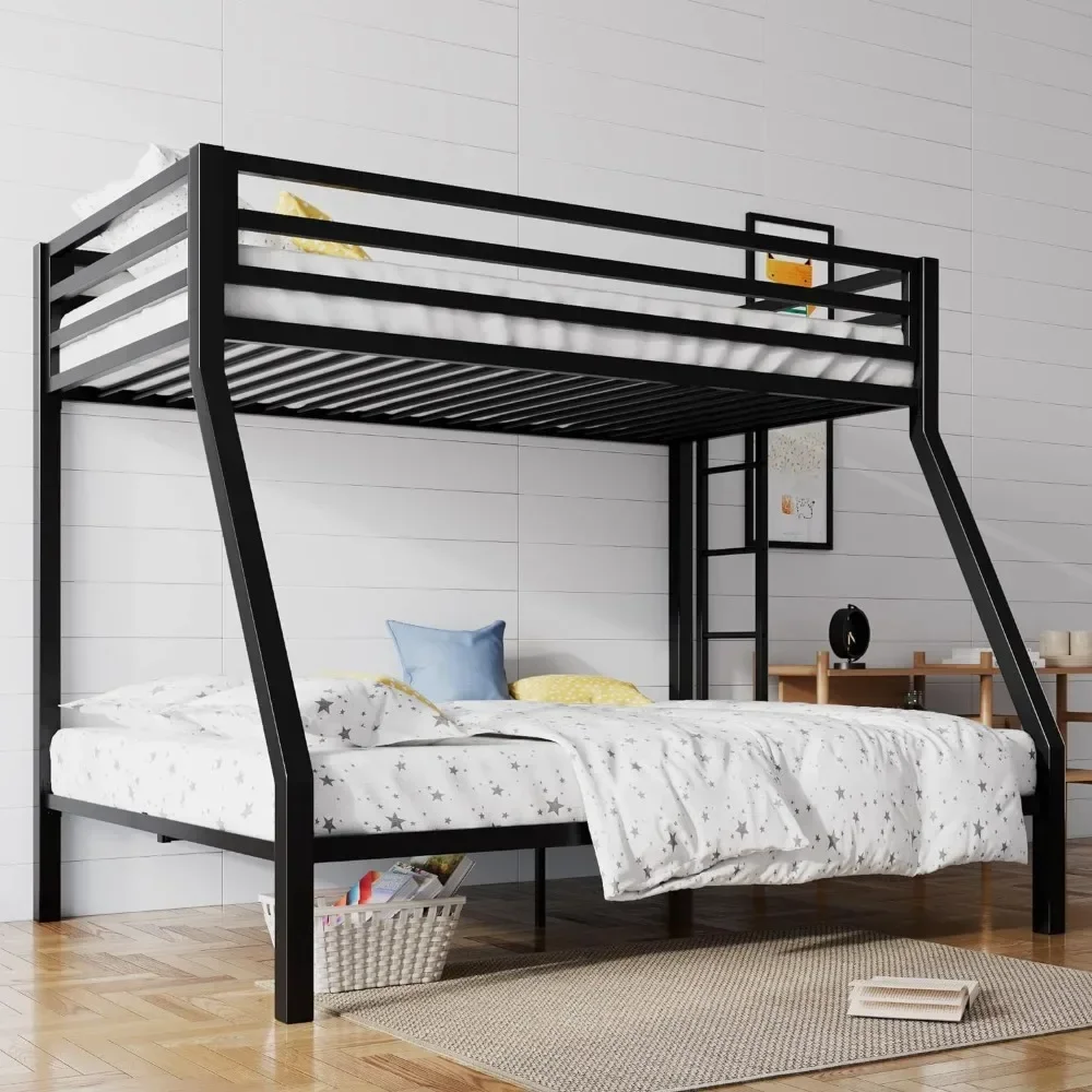 

Metal Bunk Bed Twin Over Full Size with Removable Stairs, Heavy Duty Sturdy Frame with 12" Under-Bed Storage Beds