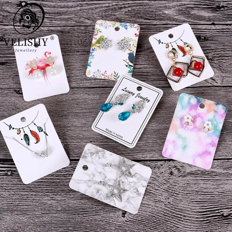 Fashion 5x7cm 50pcs/lot Elegant Women Pattern Earring Display Cards Necklace Jewelry Packing Paper Card Tag Holders Custom logo | Украшения