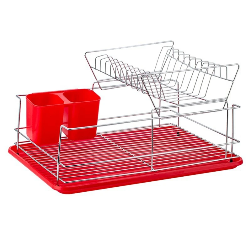 2 Tier Dish Rack, Kitchen Dish Drying Rack With Drainboard/Cutlery Cup Kitchen Storage Organizer
2 Tier Dish Rack, Kitchen Dish Drying Rack With Drainboard/Cutlery Cup Kitchen Storage Organizer
