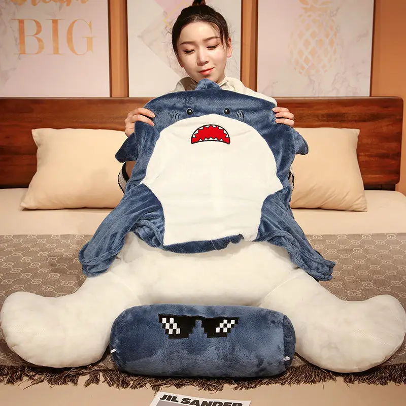 

Creative Shark Headrest Soft Bag Cushion Reading on Bed Waist Cushion, Sofa Cushion Removable and Washable Large Backrest Pillow