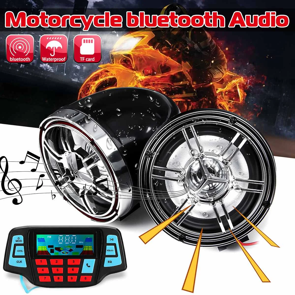 Motorcycle Studio Audio Sound System Stereo Speakers FM Radio MP3 Music Player Scooter ATV Remote Control Alarm Speaker Scooter
Motorcycle Studio Audio Sound System Stereo Speakers FM Radio MP3 Music Player Scooter ATV Remote Control Alarm Speaker Scooter