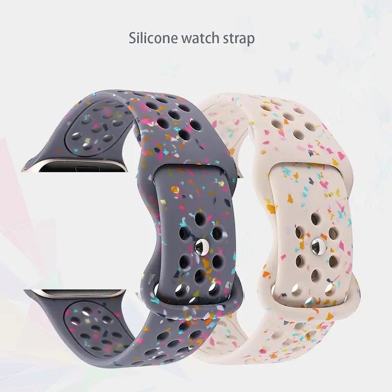 

Watchband Silicone Straps for Apple Watch Band Ultra 9 8 7 6 5 4 3 2 1 SE Stomata Sport iwatch Band for 38 40 41 42 44 45 49mm