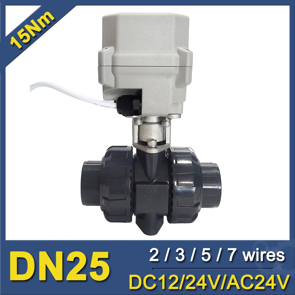 

1“ Glue end Plastic Electric Water Valve PVC True Union DN25 Actuated Ball valve IP67 CE certifed metal gears for Plumbing