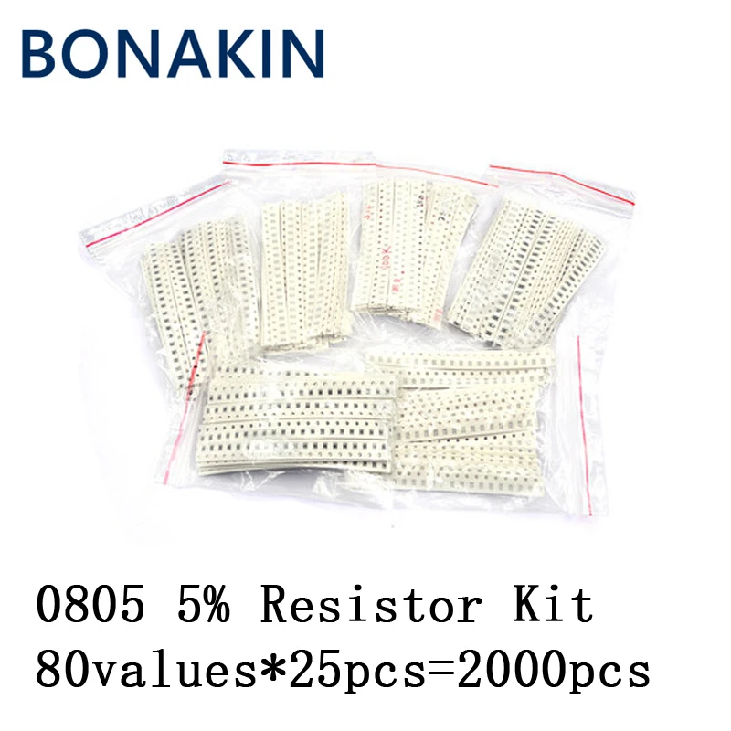 2000pcs 0805 SMD Resistor Kit Assorted Kit 1ohm-1M ohm 5% 80valuesX 25pcs=2000pcs Sample Kit
2000pcs 0805 SMD Resistor Kit Assorted Kit 1ohm-1M ohm 5% 80valuesX 25pcs=2000pcs Sample Kit