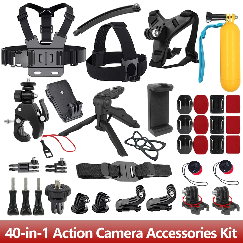 

40-in-1 Action Camera Accessories Kits For GoPro Hero 12 11 10 9 8 7 6 5 Insta360 X3 One X2 DJI Osmo Action 4 3 2 SJCAM AKASO