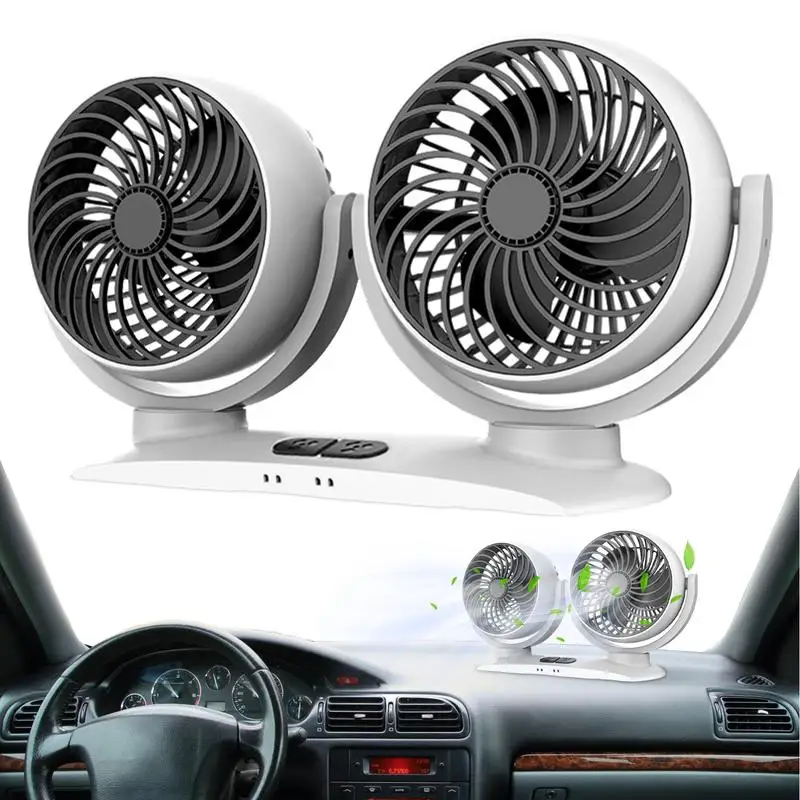 

570g Dual Head Usb Car Fan Strong And Stable Car Instant Cooling Fan Adjustable Powerful Auto Cooler Air Fan Car Accessories