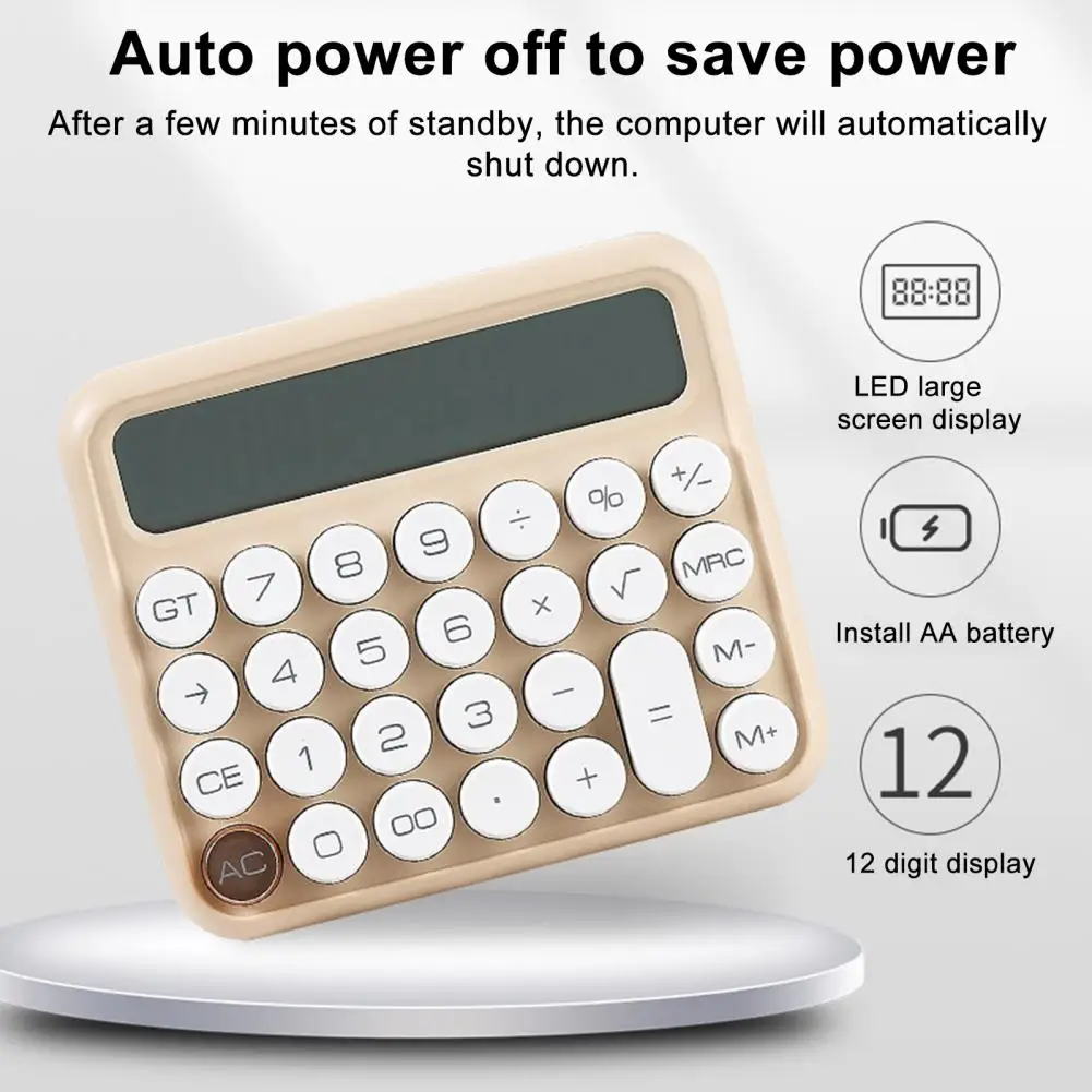 

Detachable Keycap Calculator Portable Battery-operated 12-digit Desktop Calculators with Lcd Display Round Buttons for Students