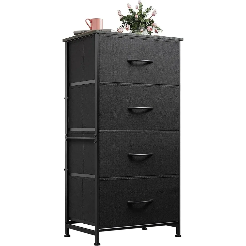 

Dresser with 4 Drawers, Fabric Storage Tower, Organizer Unit for Bedroom, Hallway, Entryway, Closets, Sturdy Steel Frame