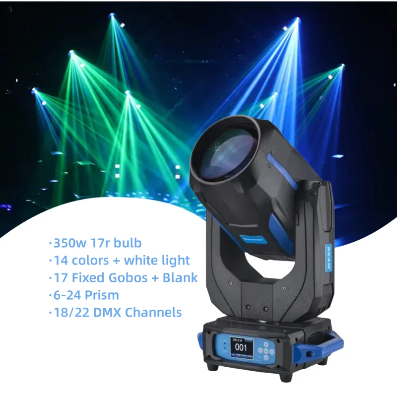 

350W 17R Sharpy Fixed Gobo Prism Dmx Channels Moving Head Beam Spot Light High Speed Strobe Effect For Disco Bar Club Wedding