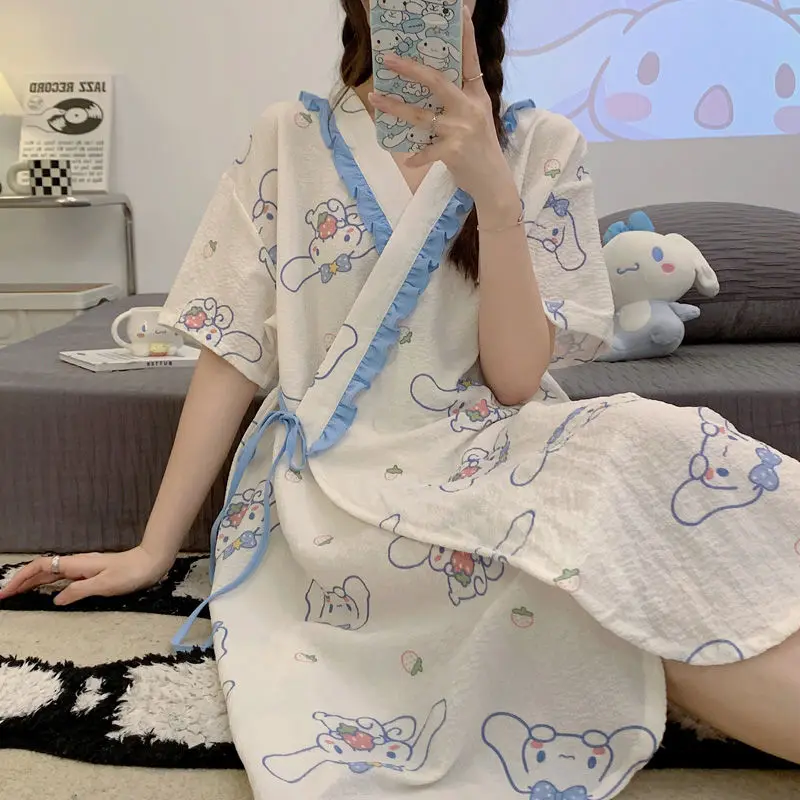2024 New Sanrio Kawaii Anime Summertime Cinnamoroll Short Sleeve Pajamas Cute Sweet Cartoon Nightdress Lovely Gifts for Girls
2024 New Sanrio Kawaii Anime Summertime Cinnamoroll Short Sleeve Pajamas Cute Sweet Cartoon Nightdress Lovely Gifts for Girls