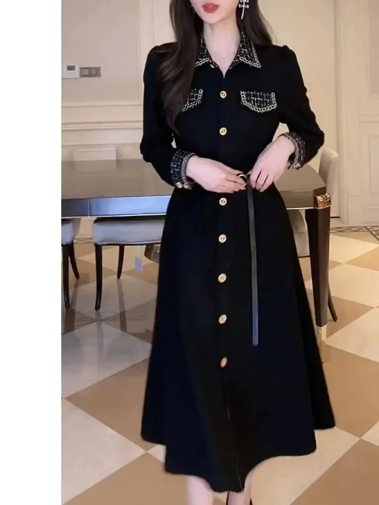 Super Fairy Stitching Design Polo Neck Long Sleeve Dress Female 2023 Spring New Temperament Waist Slimming Skirt tide
Super Fairy Stitching Design Polo Neck Long Sleeve Dress Female 2023 Spring New Temperament Waist Slimming Skirt tide