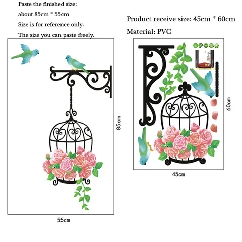 Birds and birdcages Wall Stickers Living room bedroom for Wall edge background decoration art mural Home Decor door Stickers
Birds and birdcages Wall Stickers Living room bedroom for Wall edge background decoration art mural Home Decor door Stickers