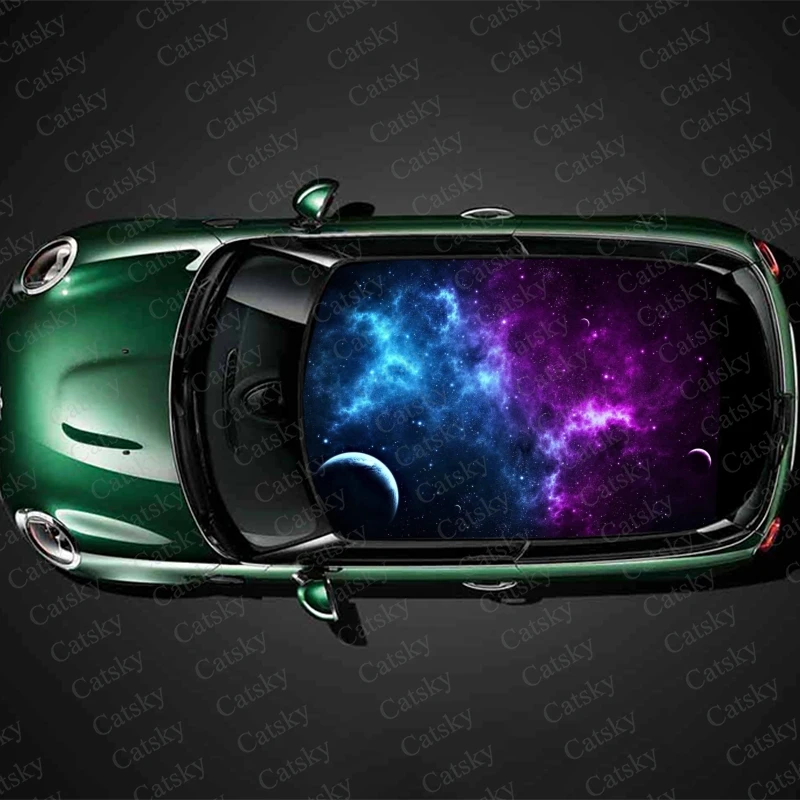 

Beauty Cosmic Starry Sky Roof Car Roof Sticker Wrap Racing SUV Accessories Packaging Painted PVC Custom Car Hood Graphic Decal