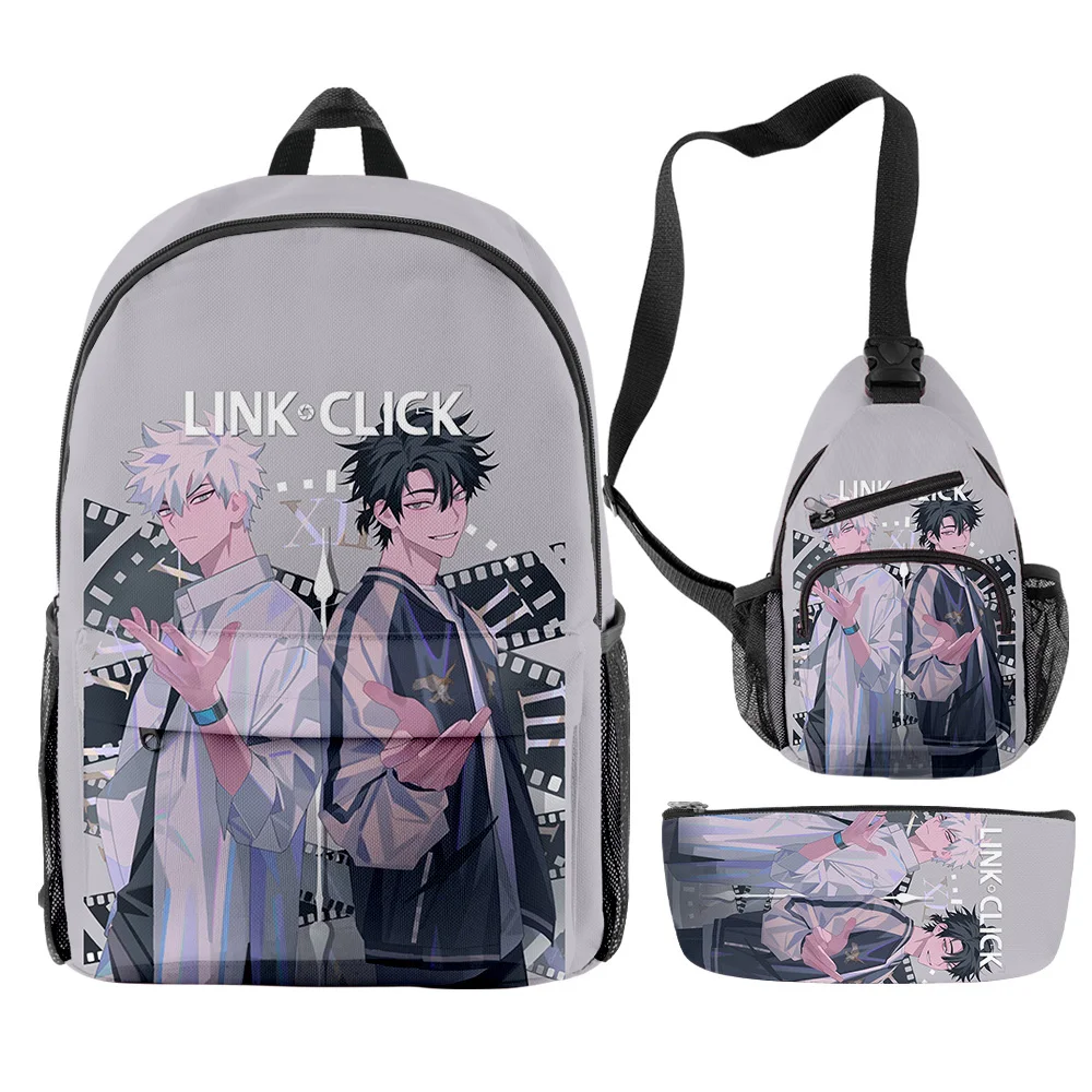 

Hip Hop Popular Funny Link Click Anime 3D Print 3pcs/Set pupil School Bags Travel Laptop Backpack Chest Bag Pencil Case