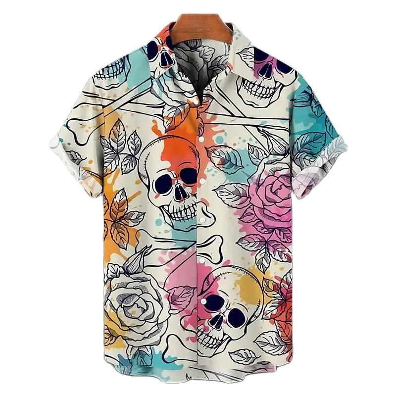Loose Oversized Shirt Tops Men's Clothing Camisa Masculina Skull Men's Shirt Funny Print Short Sleeve Hawaiian Shirts For Men
Loose Oversized Shirt Tops Men's Clothing Camisa Masculina Skull Men's Shirt Funny Print Short Sleeve Hawaiian Shirts For Men