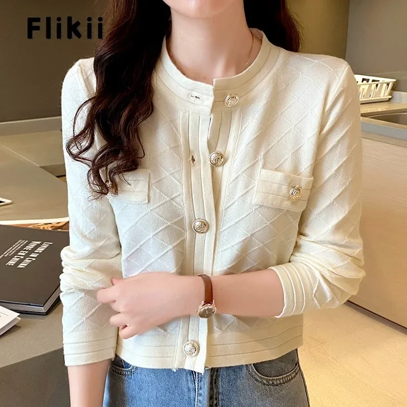 Women Luxury Solid Knitting Long Sleeve Jumpers Round Neck Cardigans 2023 Winter Korean Casual Single Breasted Slim Fit Sweater
Women Luxury Solid Knitting Long Sleeve Jumpers Round Neck Cardigans 2023 Winter Korean Casual Single Breasted Slim Fit Sweater