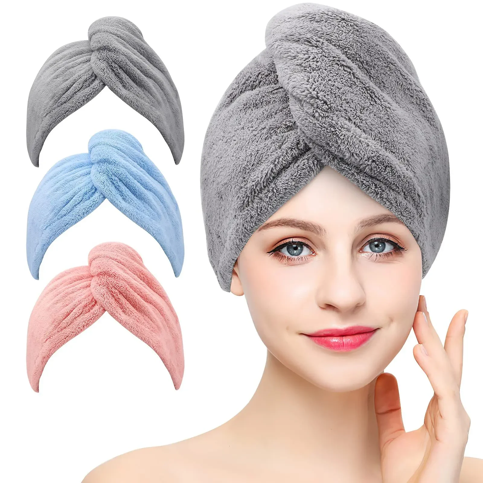 

65*25 Cm Microfiber Hair Towel, Turbans for Wet Hair, Drying Wrap Towels Curly Women Girls Anti Frizz