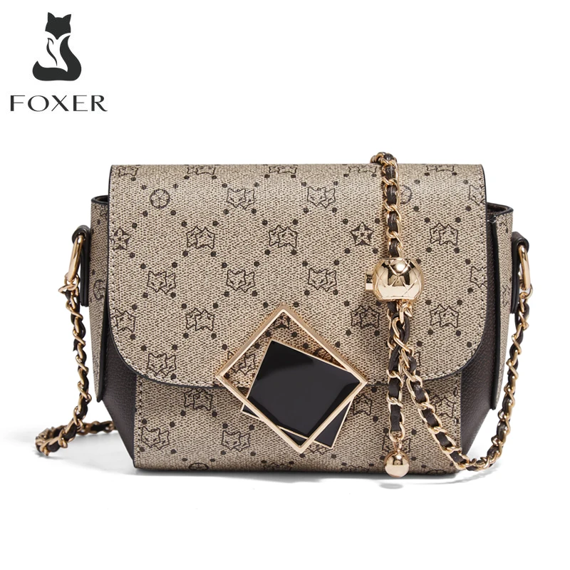 FOXER Brand Lady Printing PVC Leather Shoulder Bag Monogram Design Female Crossbody Bag Fashion Women Chain Small Messenger Bags
FOXER Brand Lady Printing PVC Leather Shoulder Bag Monogram Design Female Crossbody Bag Fashion Women Chain Small Messenger Bags