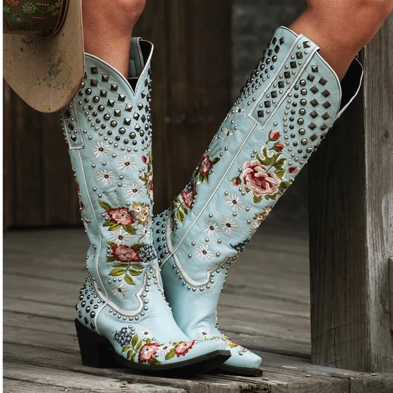 Women Western Cowboy Boots Pointed Toe Square Heels Vintage Embroidered Rivet Knight Boots Cowgirl Boots Women's Shoes
Women Western Cowboy Boots Pointed Toe Square Heels Vintage Embroidered Rivet Knight Boots Cowgirl Boots Women's Shoes