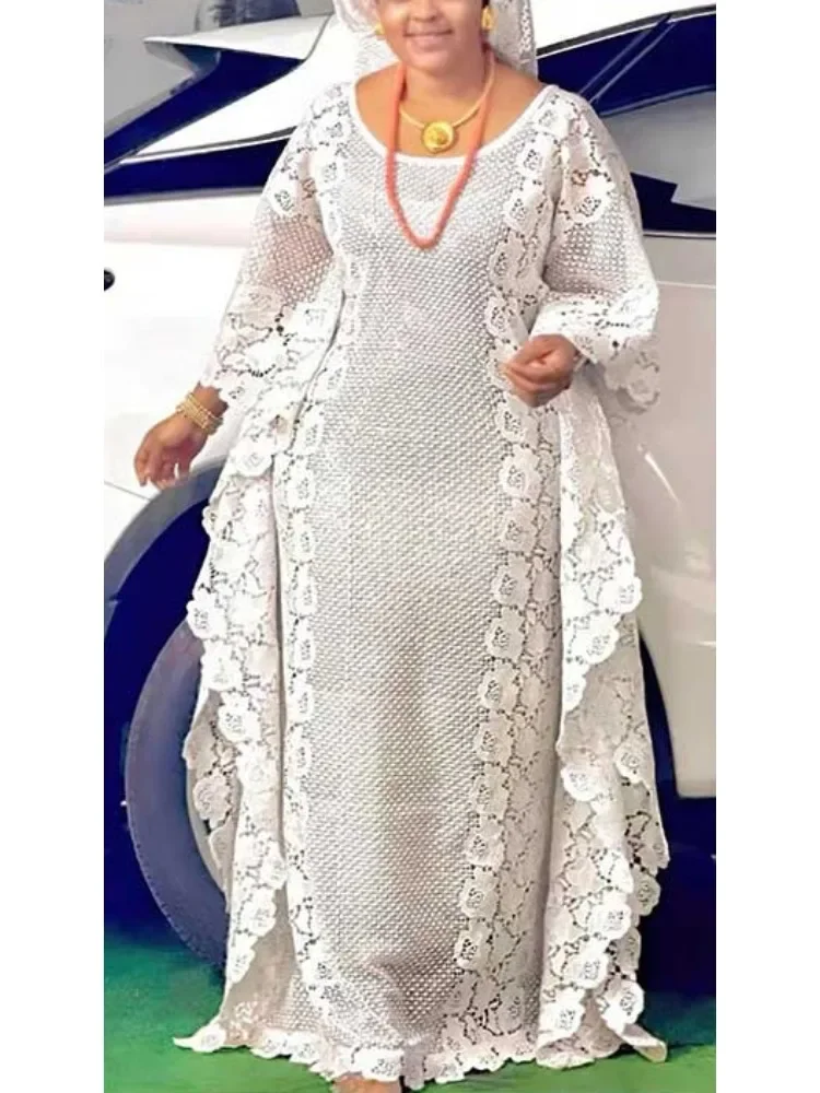 Women White Lace Loose Robes O Neck Long Sleeve With Lining Dress African Female Formal Evening Party Celebration Events Outfits
Women White Lace Loose Robes O Neck Long Sleeve With Lining Dress African Female Formal Evening Party Celebration Events Outfits