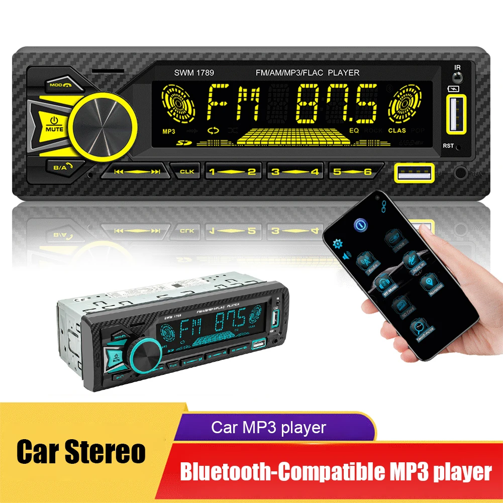 1Din Car Radio Stereo Bluetooth-Compatible Audio MP3 Player EQ Sound Scene Car Radio Support USB/TF/AUX Hands-free Call SWM-1789
1Din Car Radio Stereo Bluetooth-Compatible Audio MP3 Player EQ Sound Scene Car Radio Support USB/TF/AUX Hands-free Call SWM-1789