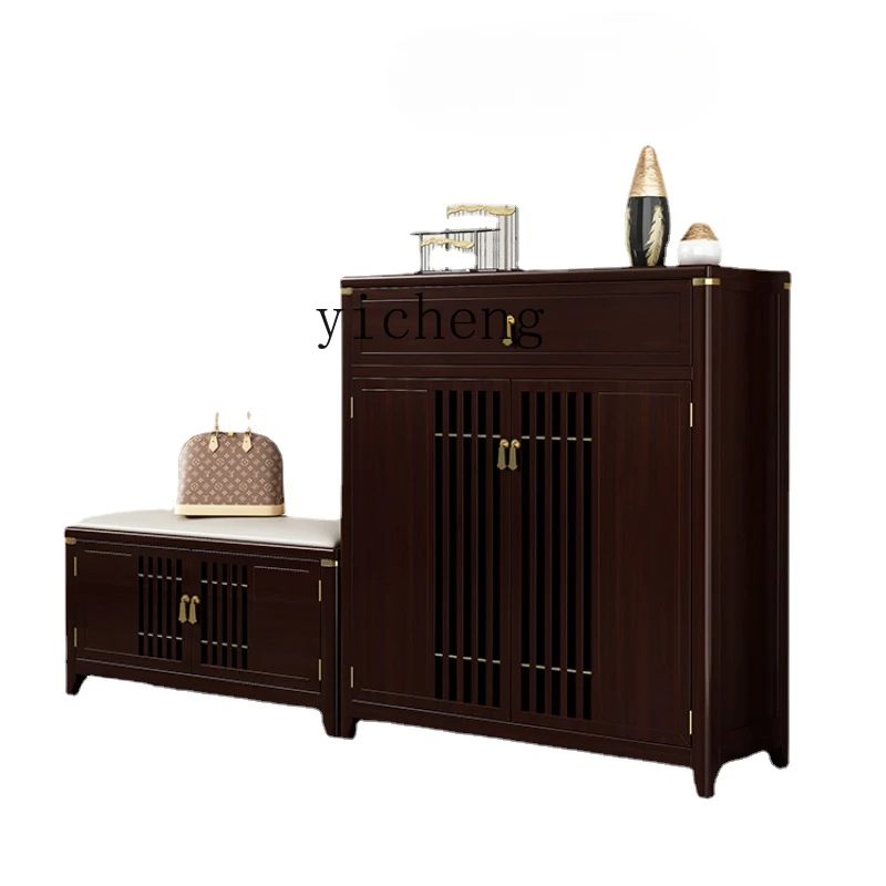

Tqh Layered Partition Large Capacity Storage Cabinet New Chinese Solid Wood Shoe Cabinet Home