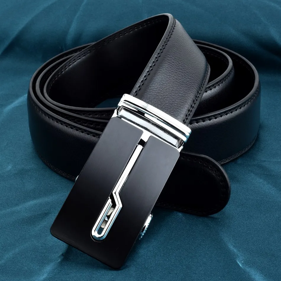 

High Quality Metal Automatic Buckle Genune Leather Strap for Mens Belt Luxury Designers 3.5cm width Brand Belts Man Gift