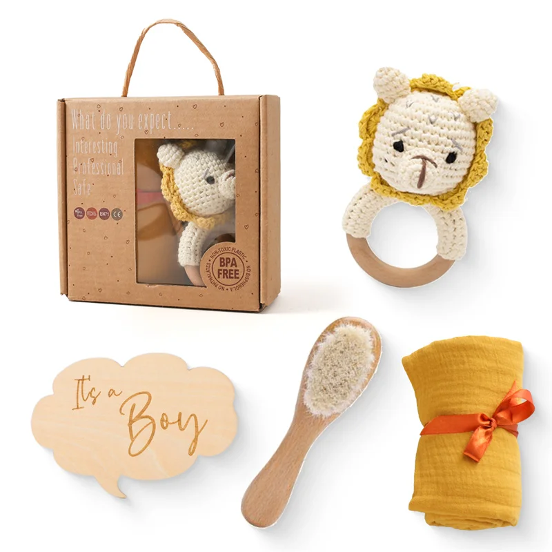 Baby Towel Bath Wooden Toy Set Gifts Box Double Sided Cotton Blanket Newborn Wooden Crochet Rattle Brushs Bracelet Gift Product
Baby Towel Bath Wooden Toy Set Gifts Box Double Sided Cotton Blanket Newborn Wooden Crochet Rattle Brushs Bracelet Gift Product