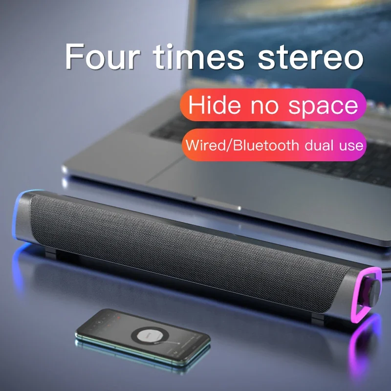 

Проводной USB + беспроводной Bluetooth компьютерный динамик, стерео сабвуфер, Саундбар 3D, домашние объемные динамики для ПК, кинотеатра, Aux 3,5 мм