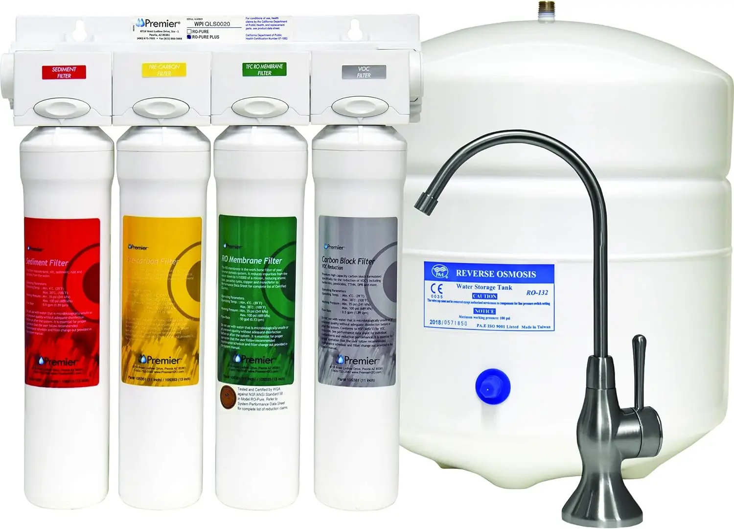 Watts Premier RO Pure Plus VOC 4 Stage Reverse Osmosis System Module with Built-In Check Valve Shutoff, Four Easy Push Button
Watts Premier RO Pure Plus VOC 4 Stage Reverse Osmosis System Module with Built-In Check Valve Shutoff, Four Easy Push Button