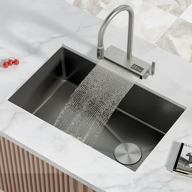 Kitchen Sink Nano black Waterfall Sink Stainless Steel Sink Large Single Slot Wash Basin Multi function kitchen sink smart Under
Kitchen Sink Nano black Waterfall Sink Stainless Steel Sink Large Single Slot Wash Basin Multi function kitchen sink smart Under