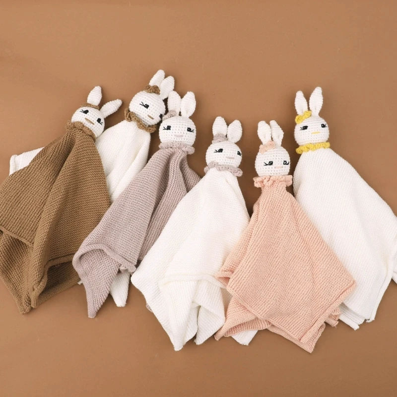 

New Crochet Knitted Baby Towel Stuffed Bunny Sleeping Doll Baby Soother Appease Towel Bib Newborn Cuddle Blanket Nursing Towel