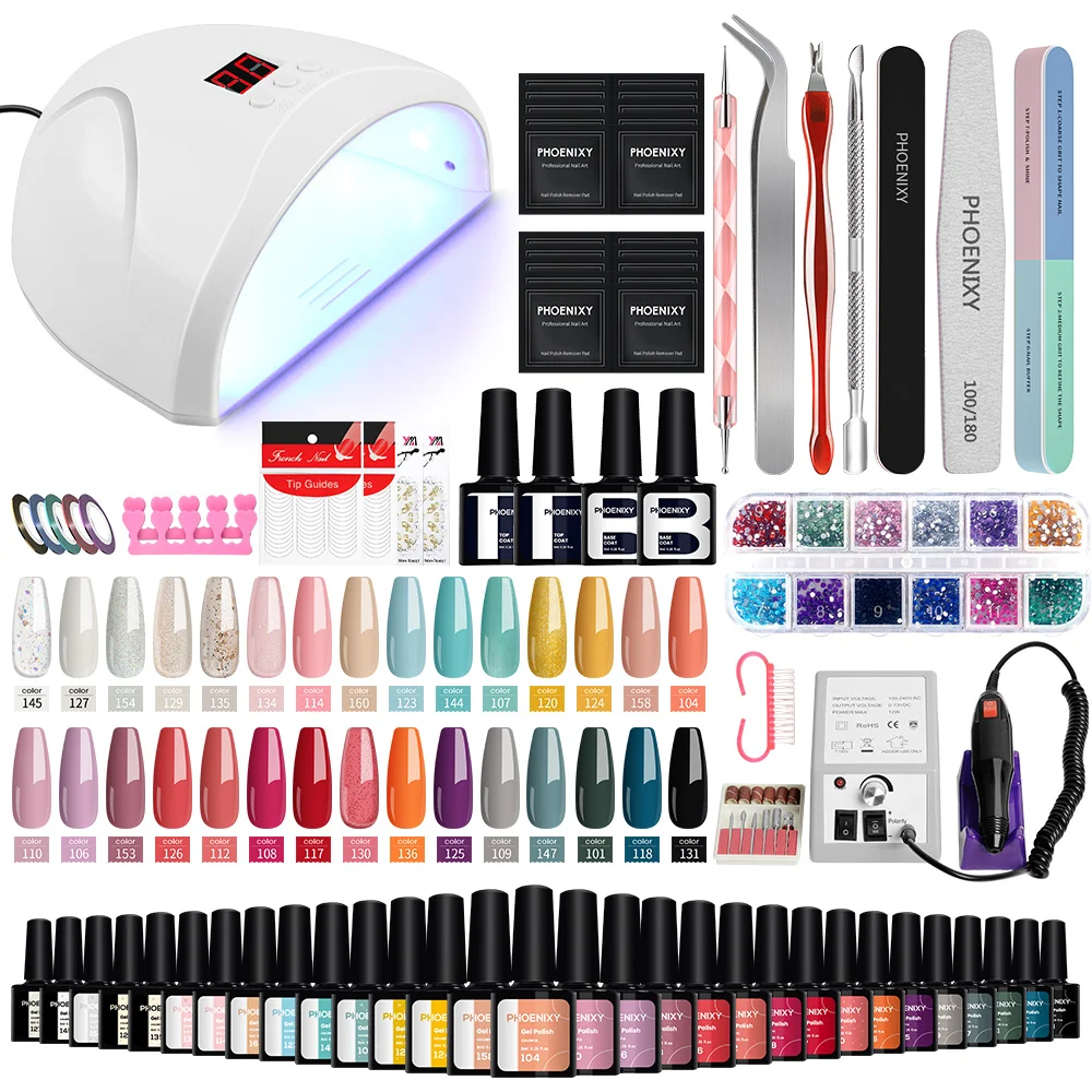 

Complete Full Gel Nail Kit 30/20 Colors Gel Nail Polish With UV LED Nail Lamp Dryer Semi Permanent UV Gel Varnish Nail Art Set