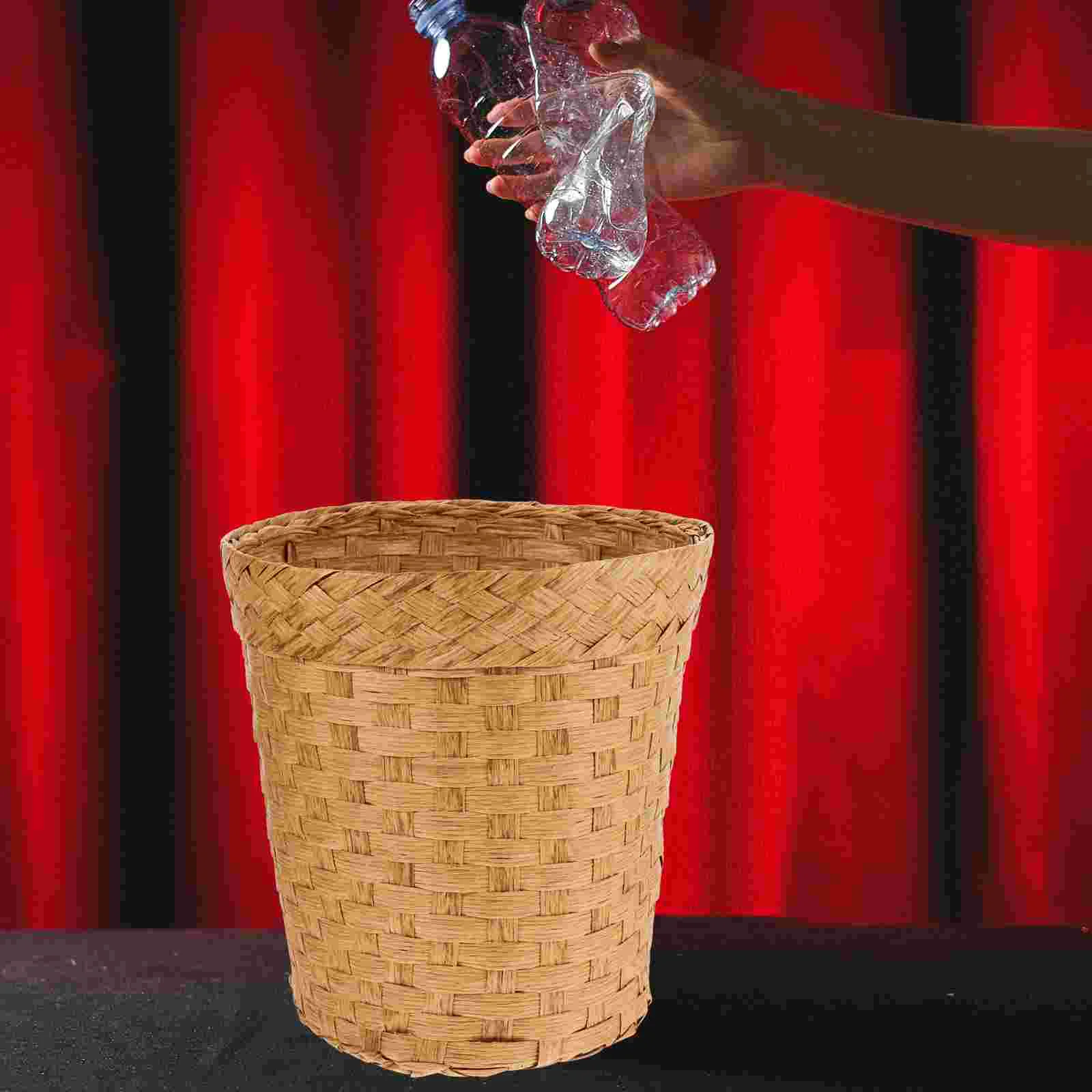 

Wicker Trash Can Rattan Waste Basket Small Round Garbage Bin Seagrass Woven Basket Plant Flower Pot Rubbish Recycling Bin