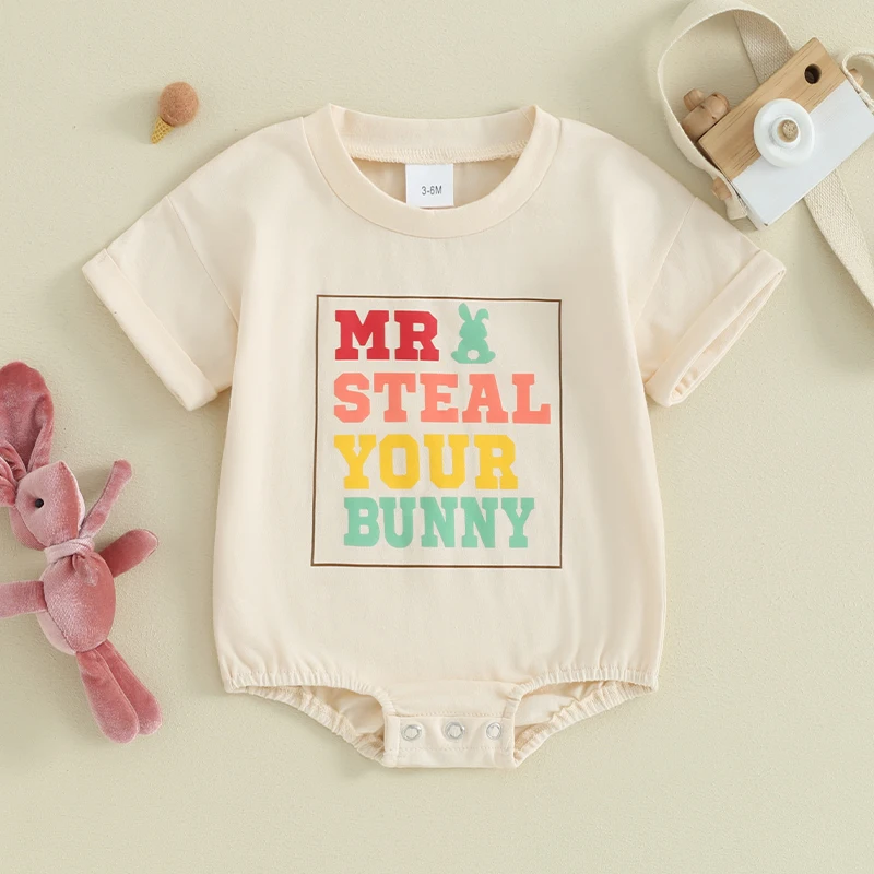 BeQeuewll Baby Boys Easter Romper For Summer Short Sleeve Crew Neck Letter Bunny Print Casual RompersFor 0-18 Months
BeQeuewll Baby Boys Easter Romper For Summer Short Sleeve Crew Neck Letter Bunny Print Casual RompersFor 0-18 Months