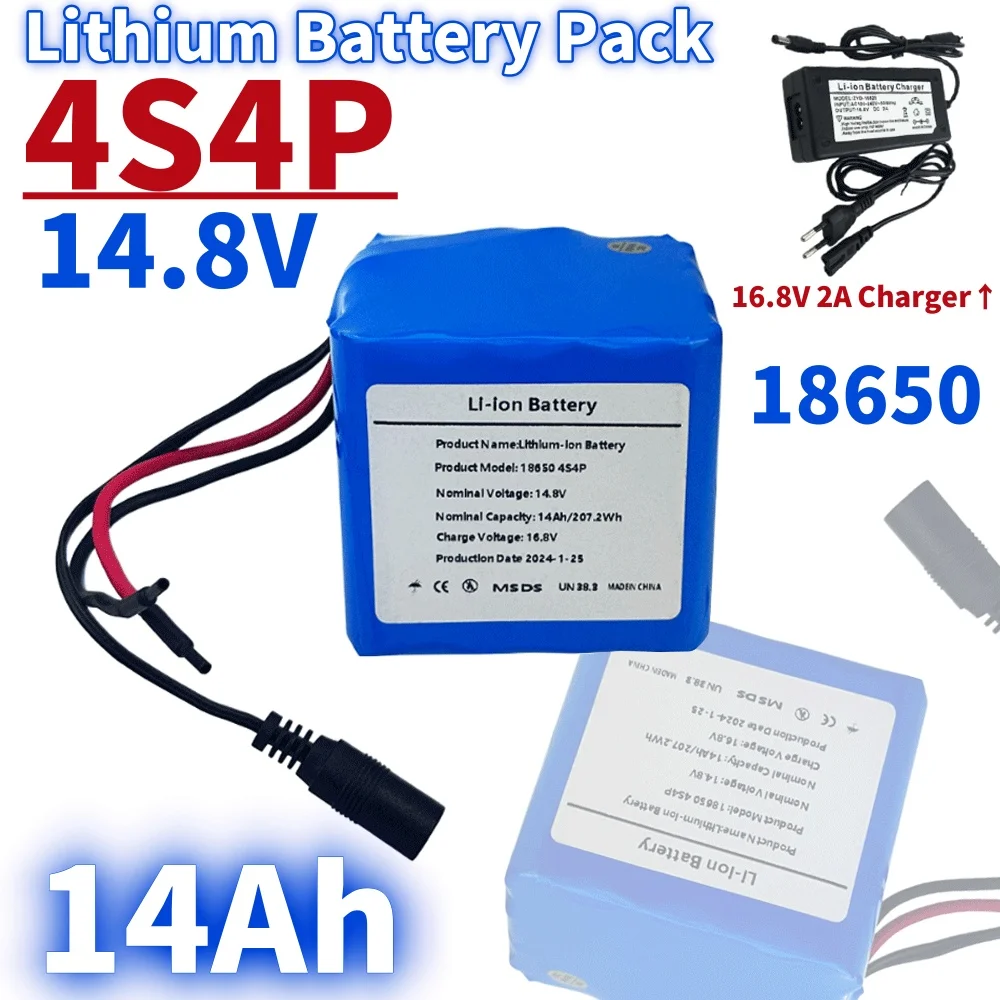 14.8V 14000mAh BMS Rechargeable 4S4P 18650 Li-iom Battery Pack 16.8V 2A Charger For Scooters and Tricycles
14.8V 14000mAh BMS Rechargeable 4S4P 18650 Li-iom Battery Pack 16.8V 2A Charger For Scooters and Tricycles