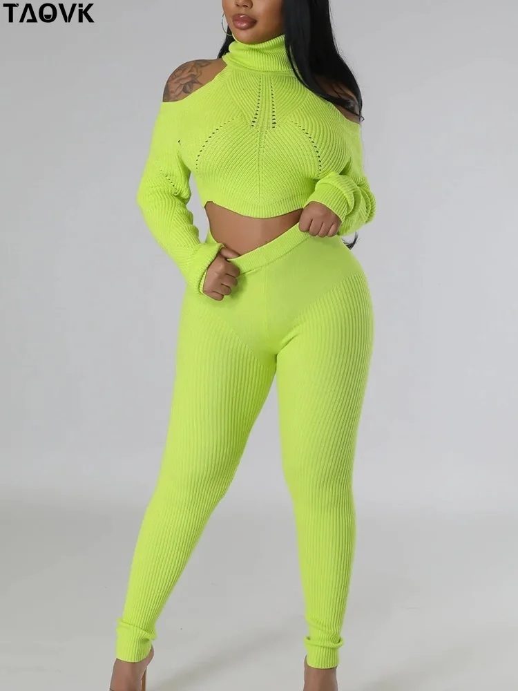 TAOVK Women Sweaters Pants Two Pieces Sets Sport Turtle Neck Hollow Out Off Shoulder Crop Tops Pullovers + Pencil Trousers Suits
TAOVK Women Sweaters Pants Two Pieces Sets Sport Turtle Neck Hollow Out Off Shoulder Crop Tops Pullovers + Pencil Trousers Suits