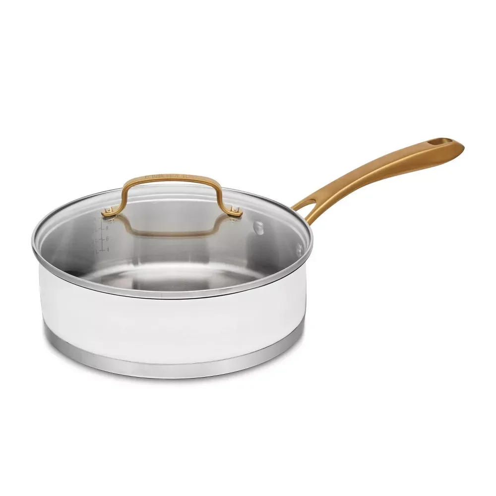 Classic 3.5qt Stainless Steel Saute Pan with Cover and Brushed Gold Handles Matte White
Classic 3.5qt Stainless Steel Saute Pan with Cover and Brushed Gold Handles Matte White