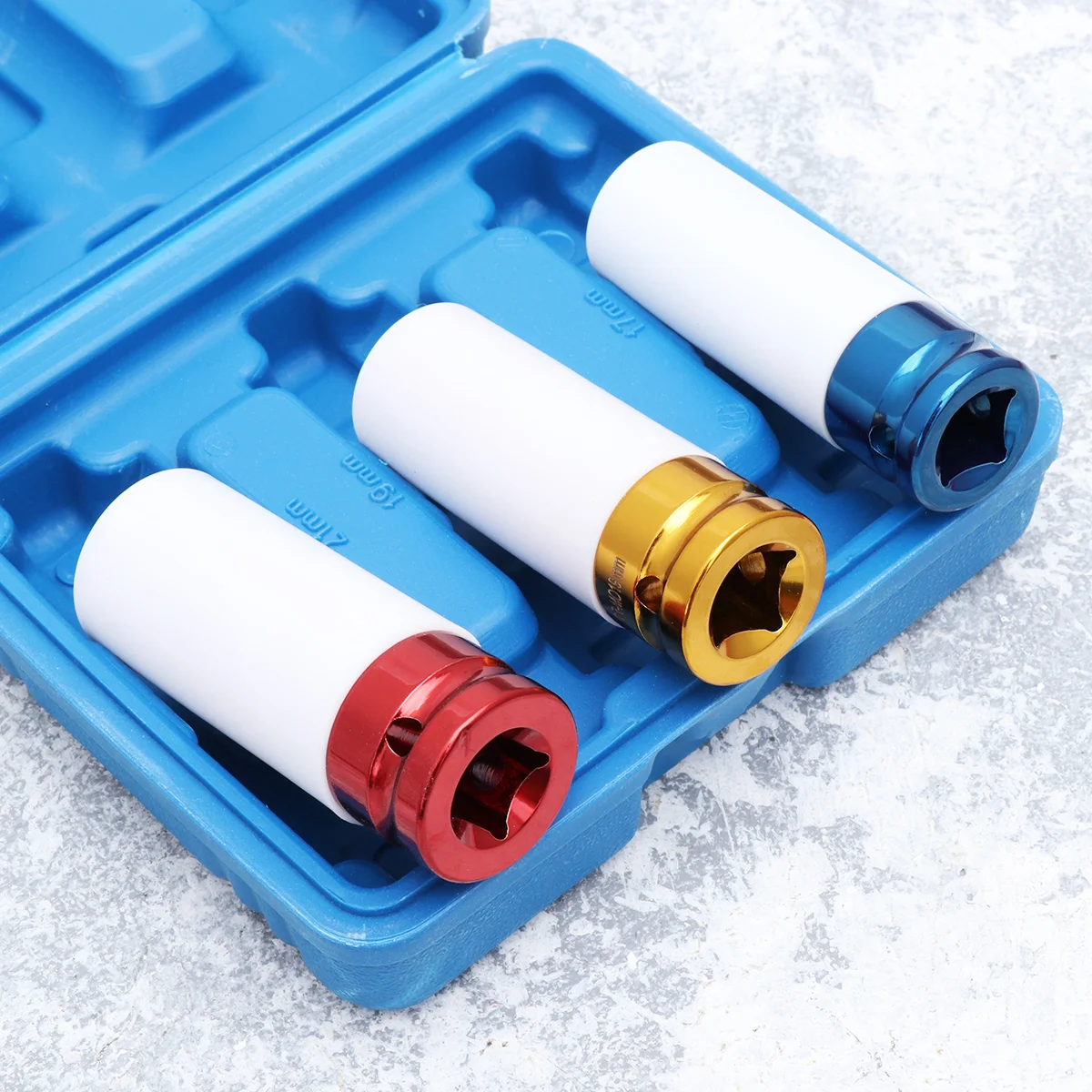 

3Pcs 17mm 19mm 21mm Color Sleeve Alloy Thin Wall Wheel Nut Sleeve for Car Disassembly Blue