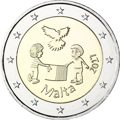 

Malta 2017 Commemorative Coin Children's Painting-Peace 2 Euro UNC