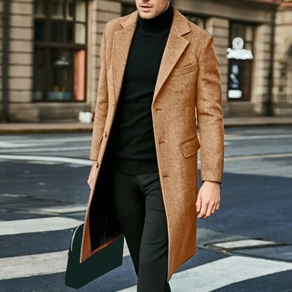 British Style Coat Stylish Men's British Style Long Coat Warm Solid Color Windbreaker with Turn-down Collar Single-breasted
British Style Coat Stylish Men's British Style Long Coat Warm Solid Color Windbreaker with Turn-down Collar Single-breasted