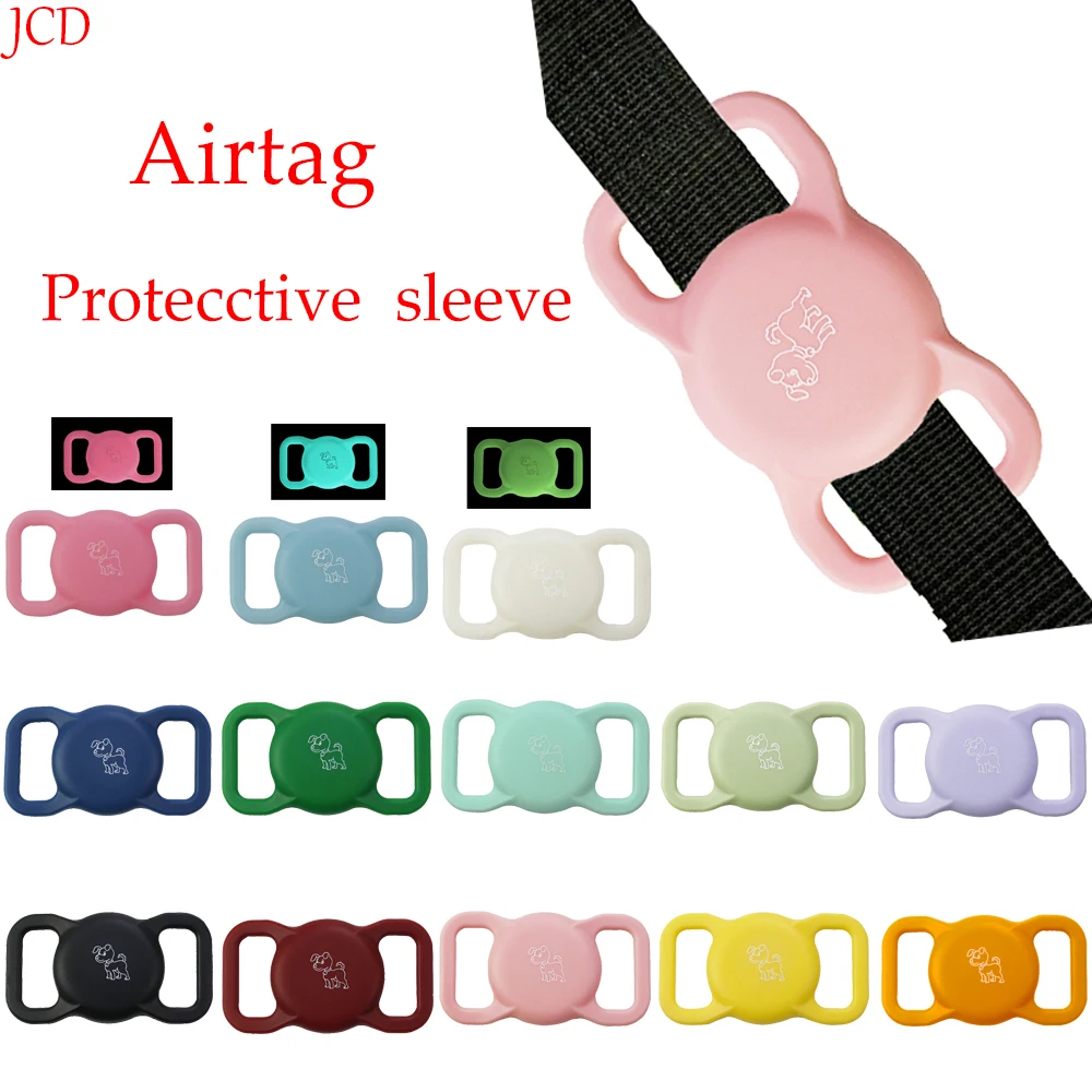 

2PCS For Apple Airtag Case Dog Cat Collar GPS Finder Colorful Luminous Protective Silicone Case For Apple Air Tag Tracker Holder