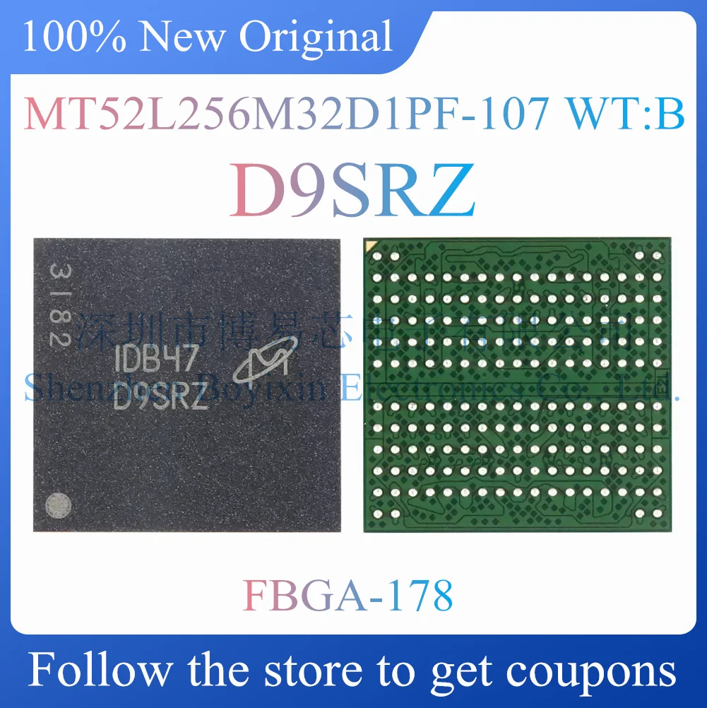 

NEW MT52L256M32D1PF-107 WT:B.D9SRZ. Original authentic 8Gb LPDDR3 SDRAM memory chip, package FBGA-178