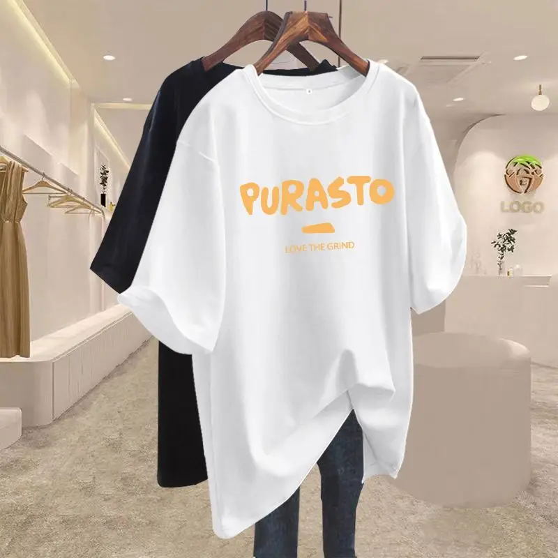 Summer Pure Cotton Loose Simple Casual Basics Pullover Women Short Sleeve Letter Chic Printed T-shirt Lady O-neck Top Tees M-6XL
Summer Pure Cotton Loose Simple Casual Basics Pullover Women Short Sleeve Letter Chic Printed T-shirt Lady O-neck Top Tees M-6XL