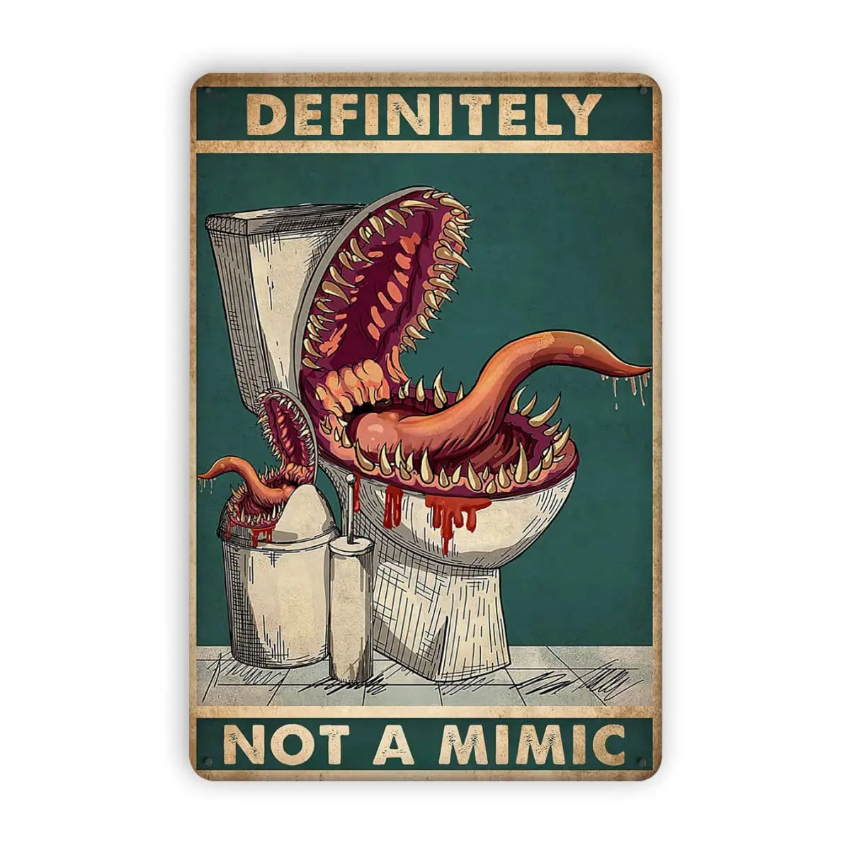 Metal Tin Signs Metal Sign Definitely Not A Mimic Poster Dice Game Poster Halloween Living Toilet Decor Poster Wall Panel Retro
Metal Tin Signs Metal Sign Definitely Not A Mimic Poster Dice Game Poster Halloween Living Toilet Decor Poster Wall Panel Retro