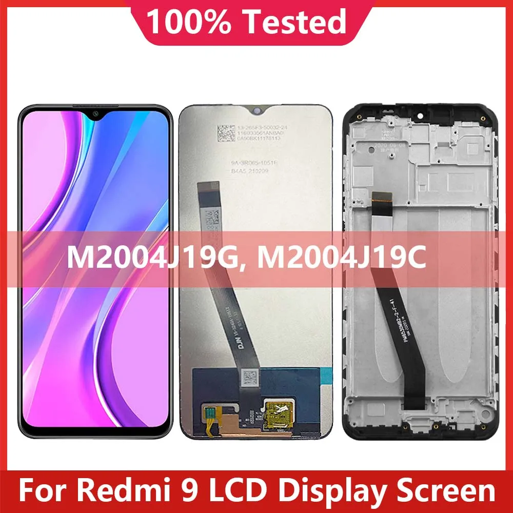 

6.53''For Xiaomi Redmi 9 LCD Display Touch Screen Digitizer Assembly Replacement For Redmi 9 M2004J19G, M2004J19C LCD With Frame